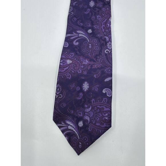 Sean John Purple Paisley Pattern Men's Neck Tie - Picture 2 of 8